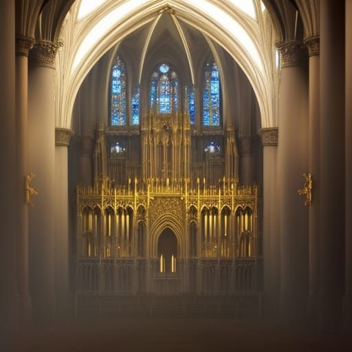 Majestic Cathedral Illustration in Gustave Doré Style