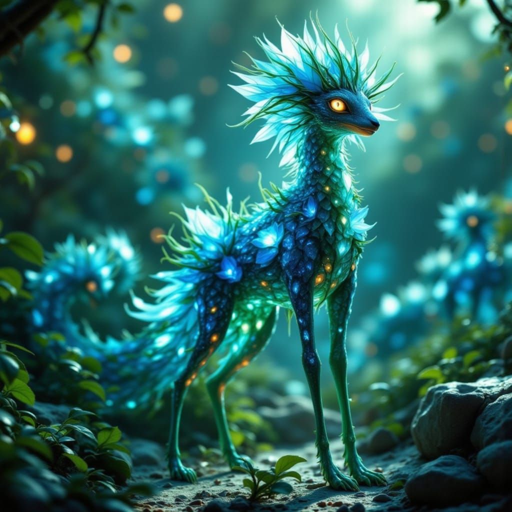 Ethereal Leaf Antelope in Crystal Fusion Style