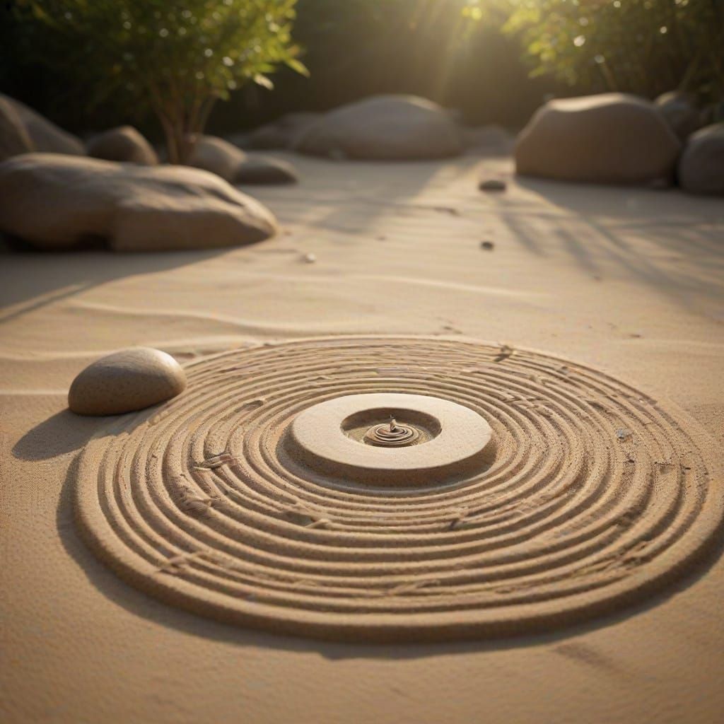 Zen Garden Serenity: Abstract Symbols in Muted Light