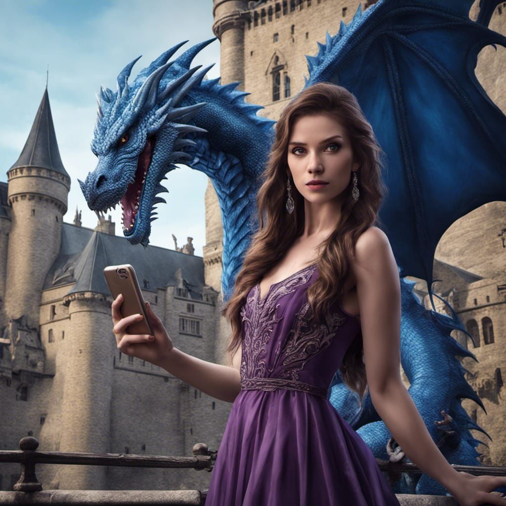 Ice Dragon Selfie: Detailed Matte Painting