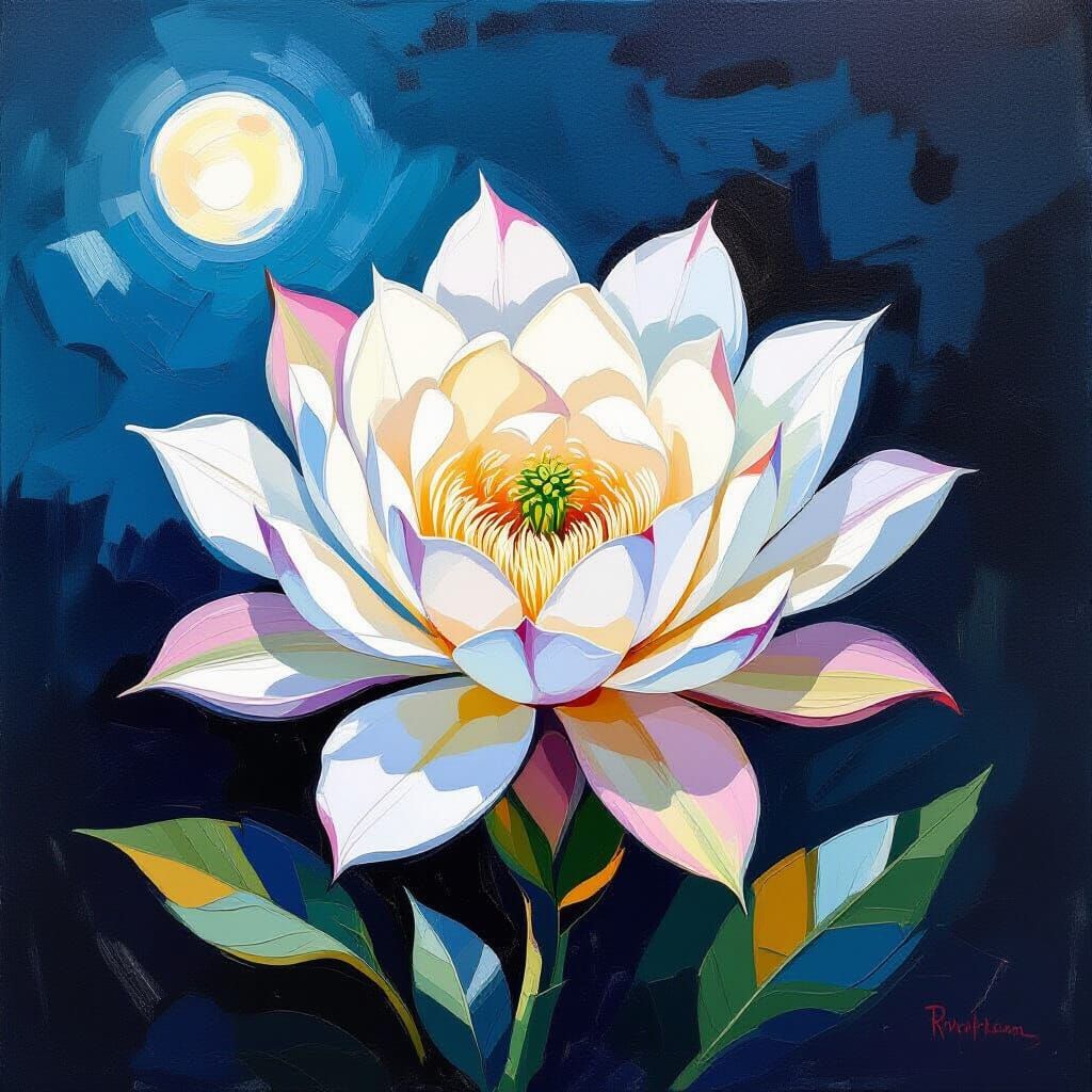Night Blooming Cereus as Impasto Oil Painting