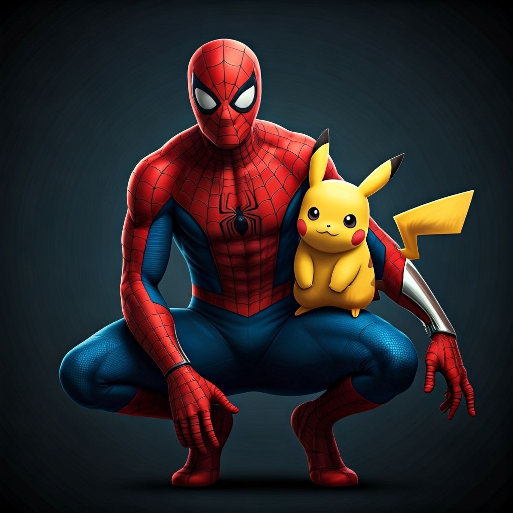 Spider-Man as Pokémon Trainer with Pikachu