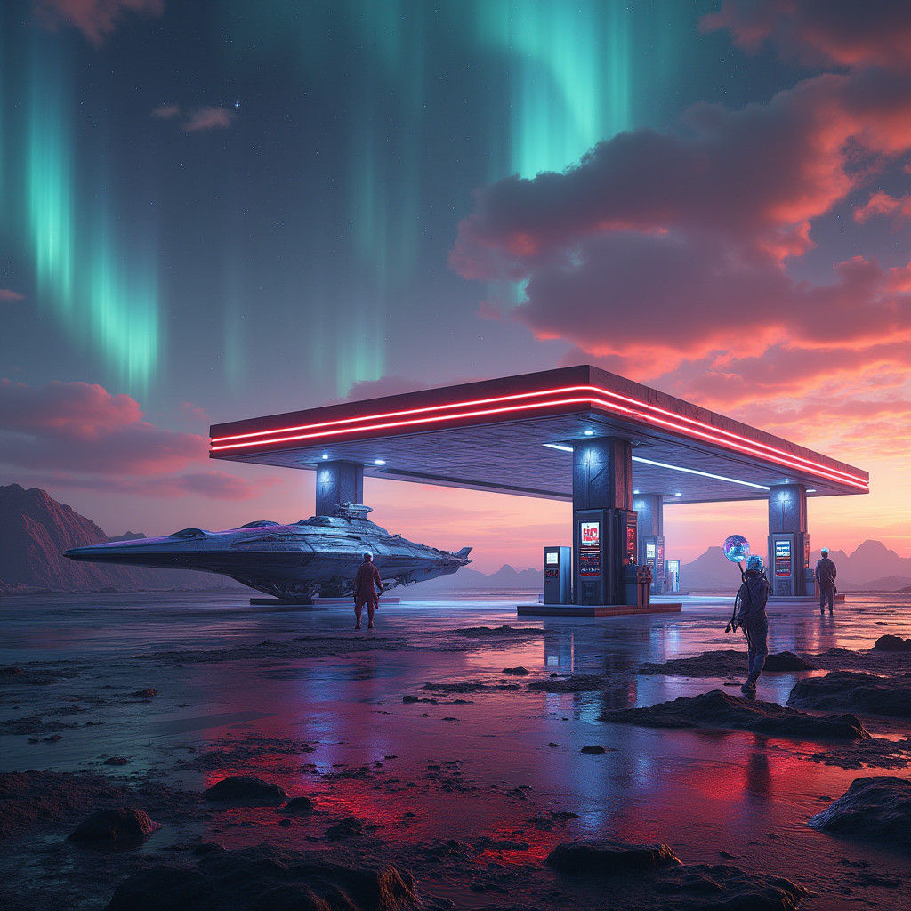 Fueling the Cosmos: Futuristic Interstellar Gas Station