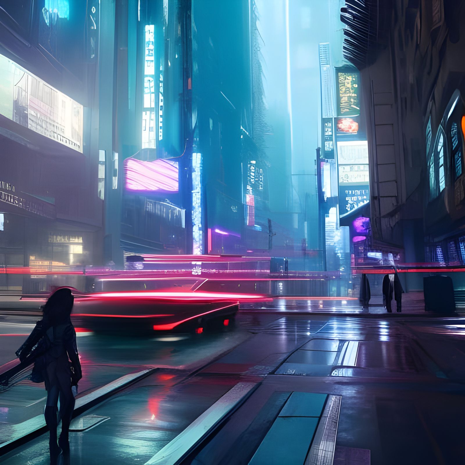 Cyberpunk Detective Squad in Neon Cityscape