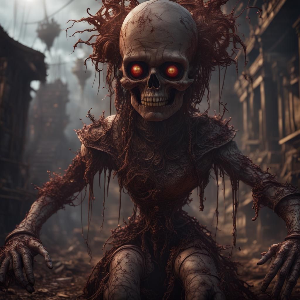 Giant Scary Doll Kills People: Detailed Matte Painting