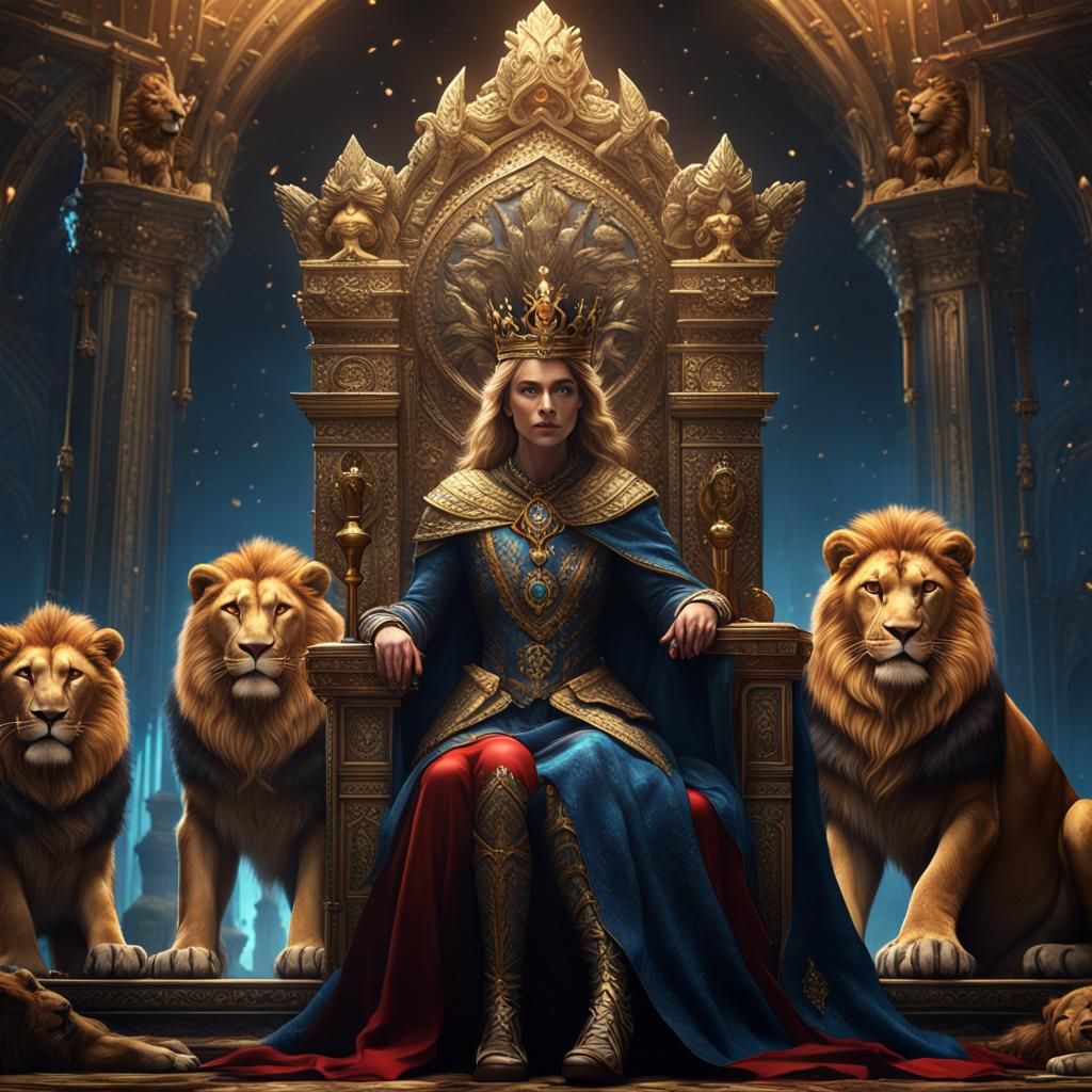 Queen with Lions: Fantasy Concept Art