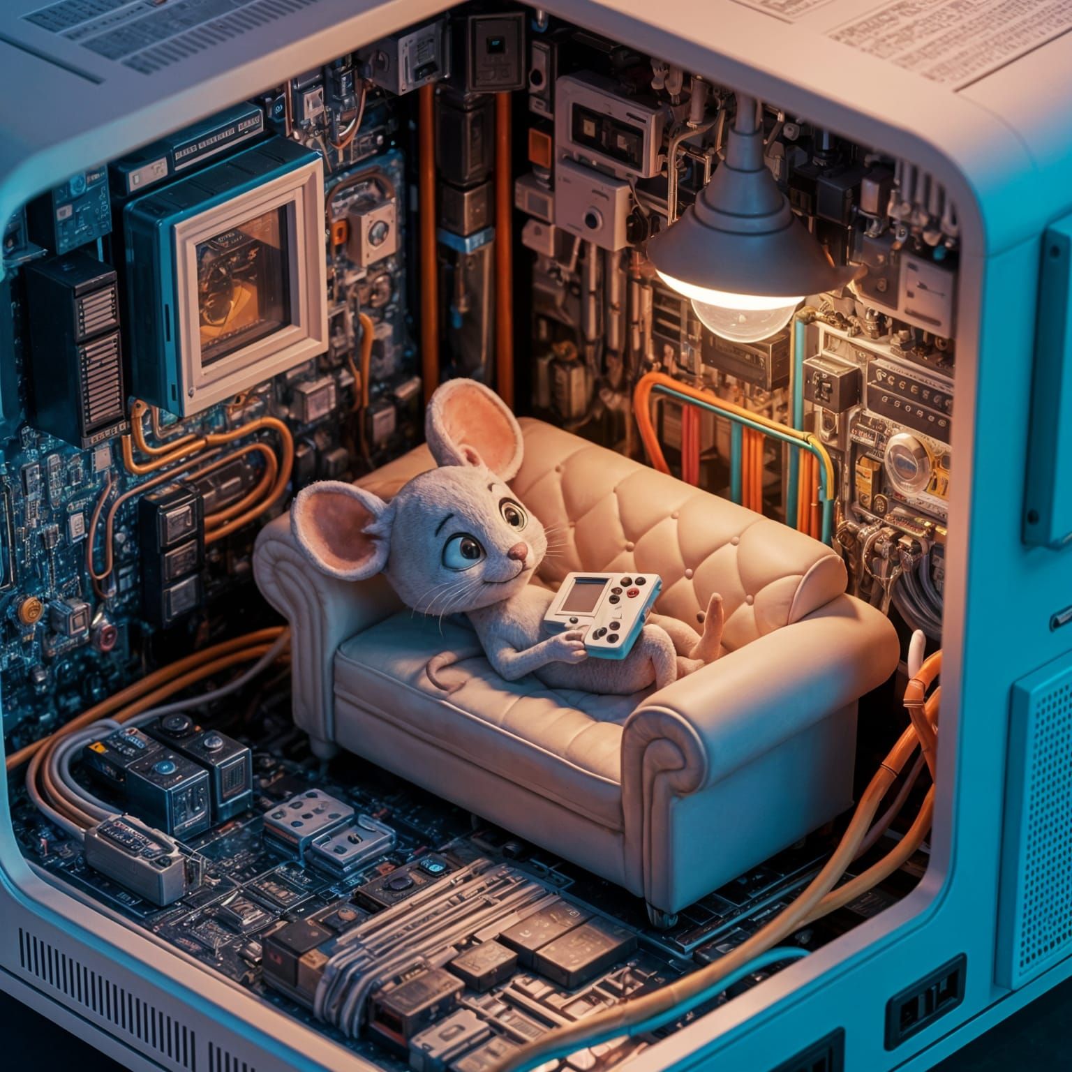 Whimsical Computer Wonderland with Cozy Miniature Living Spa...