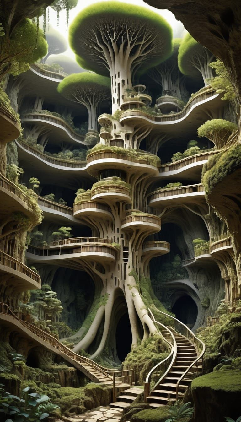 Fantasy Caves: Underground Tunnels Beneath Giant Petrified T...