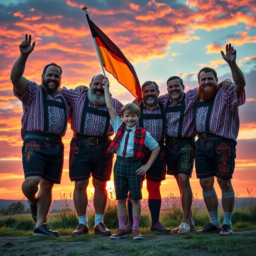 Bavarian Strongmen Celebrate Sunset: Hyperrealistic Digital ...