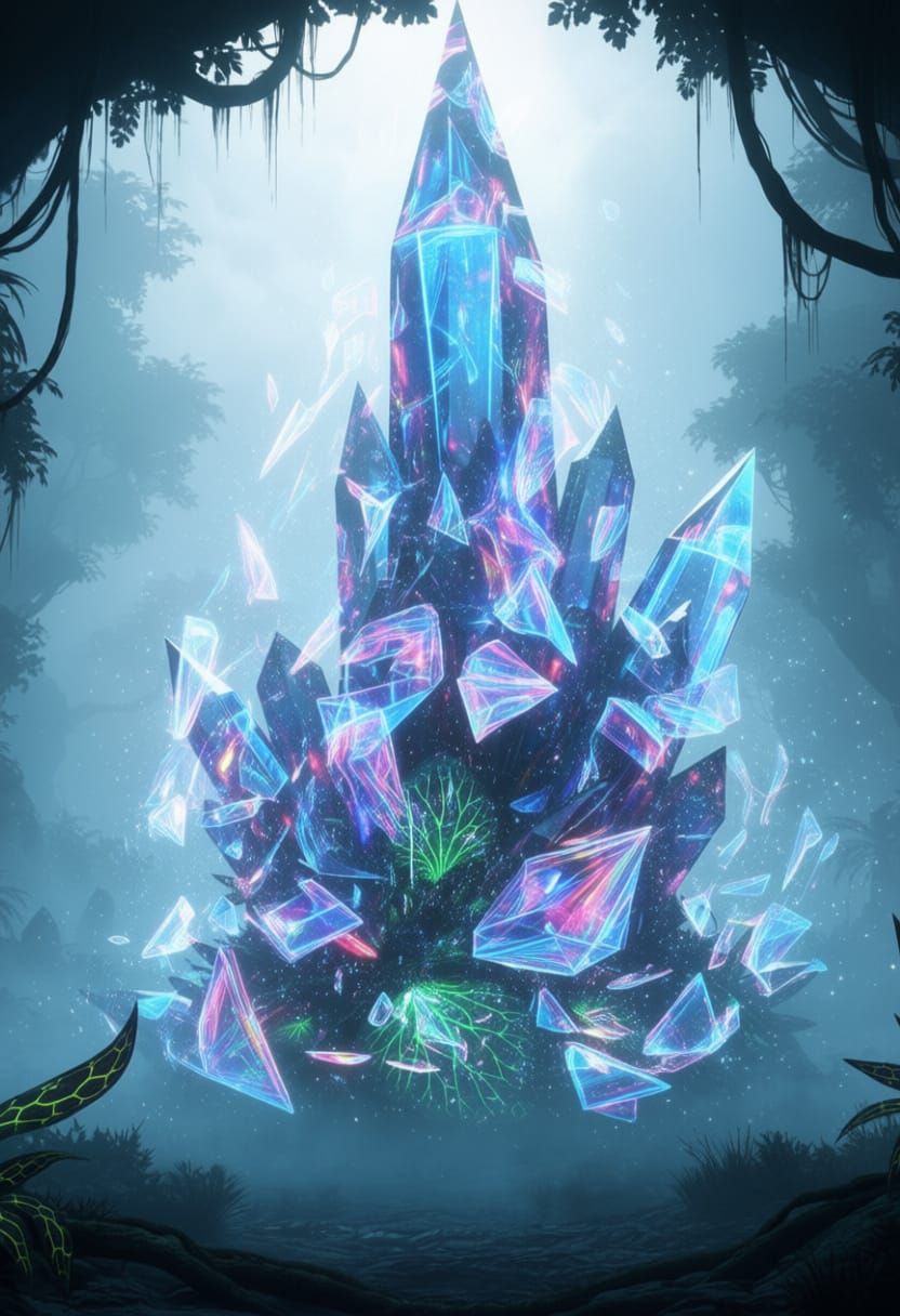 Bioluminescent Crystal Jungle on Alien Exoplanet