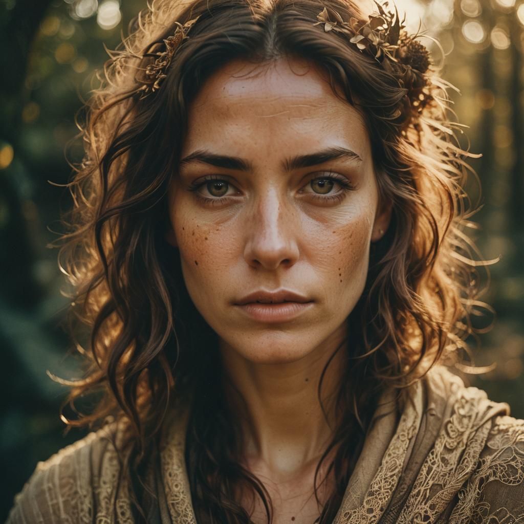 Analog Film Portrait of Alluring Young Woman