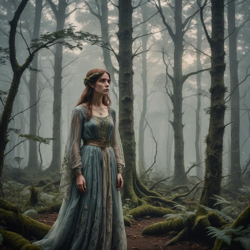 Mystical Forest Woman in Ethereal Fantasy Art