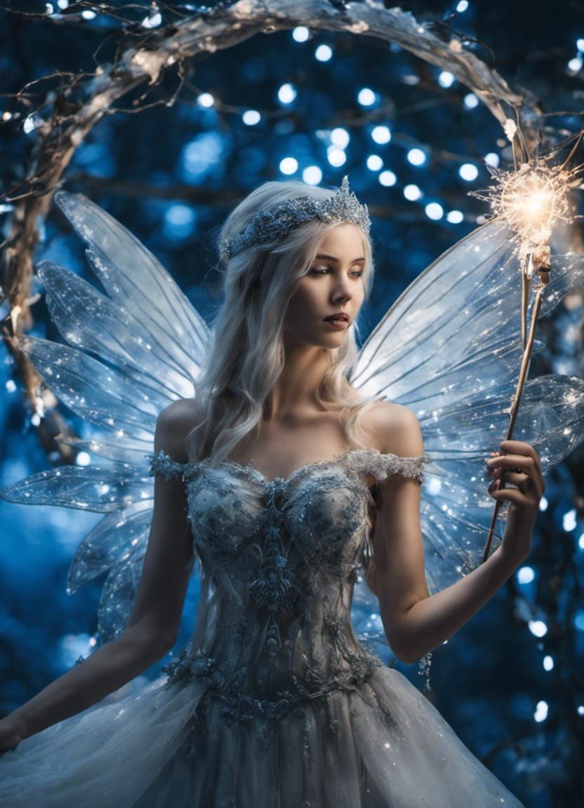 Young Fairy Casting Freeze Spell with Cold Magic