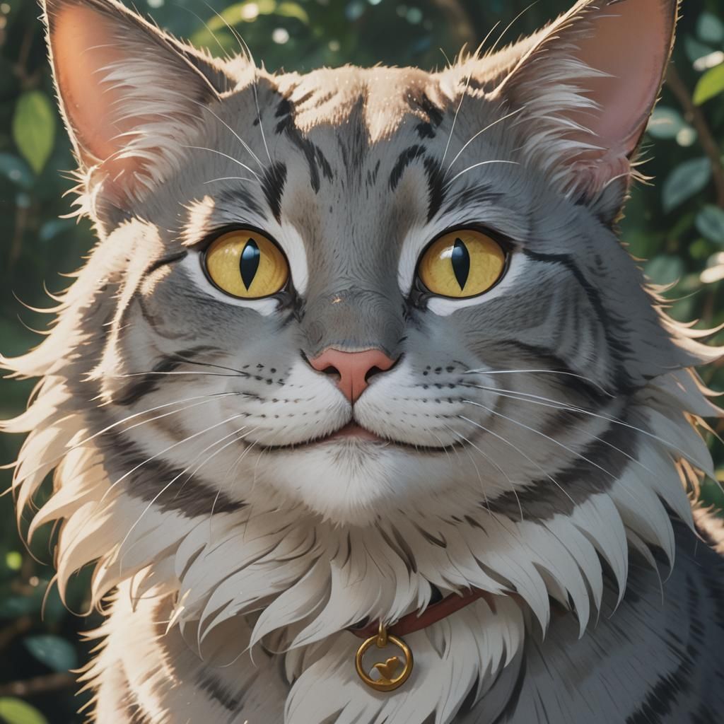 Anime Cat Smile in Studio Ghibli Style