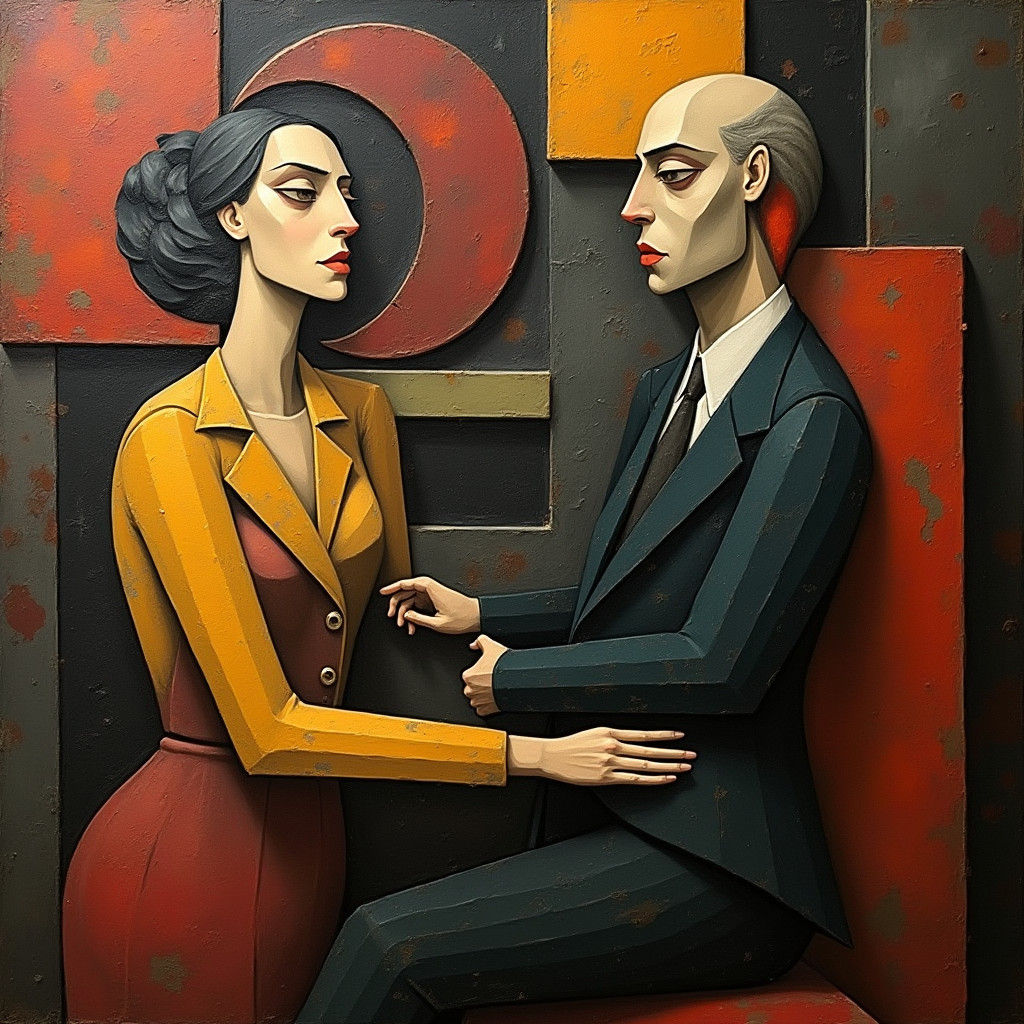 Grimdark Image in Abstract Cubism Style