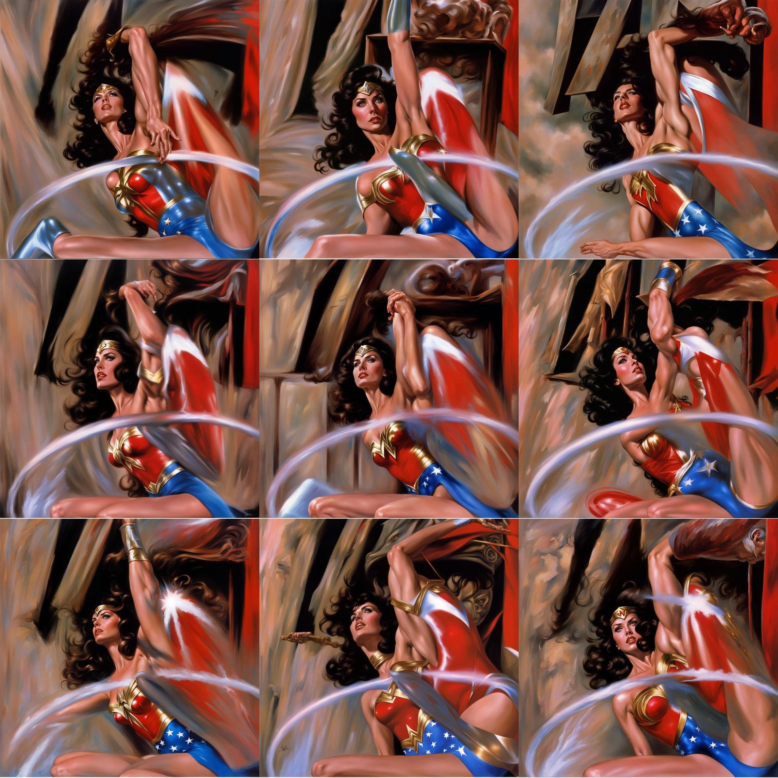 Wonder Woman in Deep Color Action Painting
