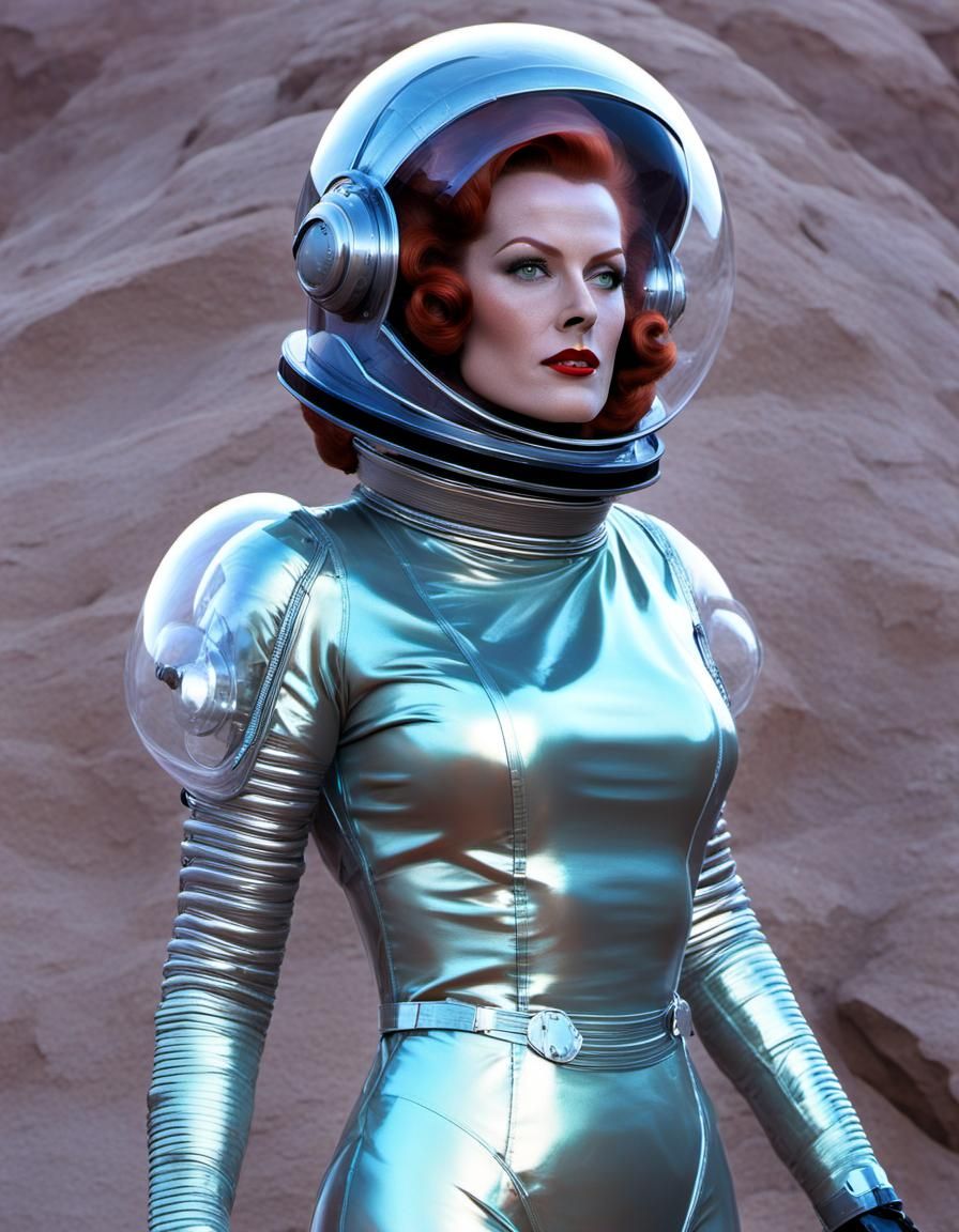 Retro Sci-Fi Space Girl in Atompunk Style