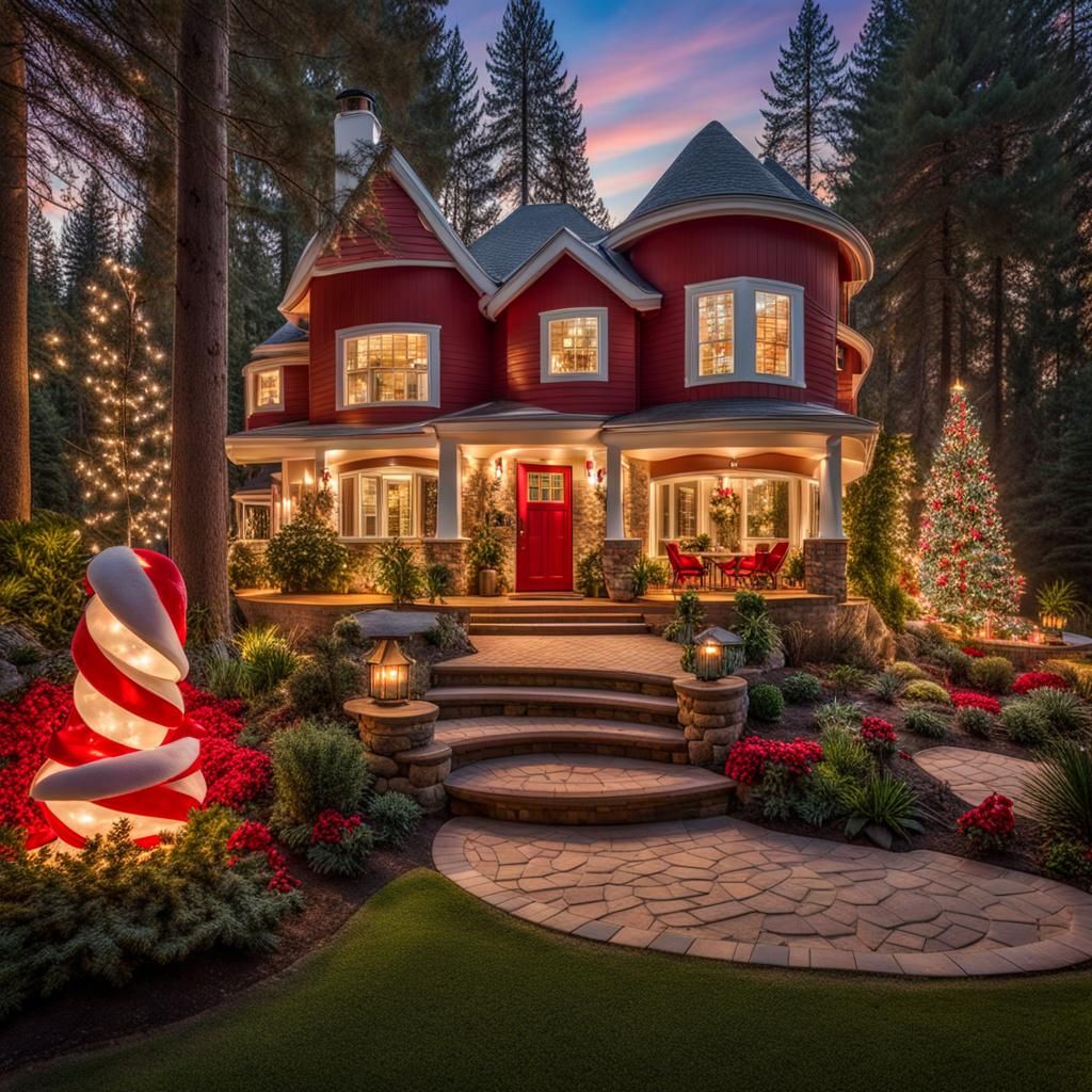 Candy House in Whimsical Christmas Candy Forest