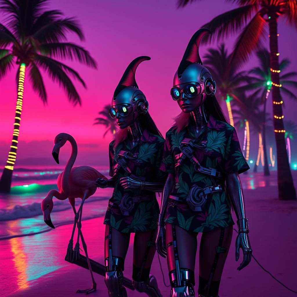 HR Giger Style Biomechanical Cyborgs on Beach