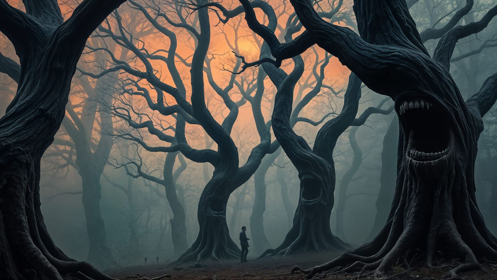 Macabre Trees in Ancient Woodland, Inspired by Beksiński and...