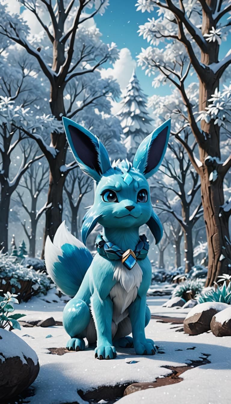 Glaceon Pokemon Winter Fantasy Concept Art