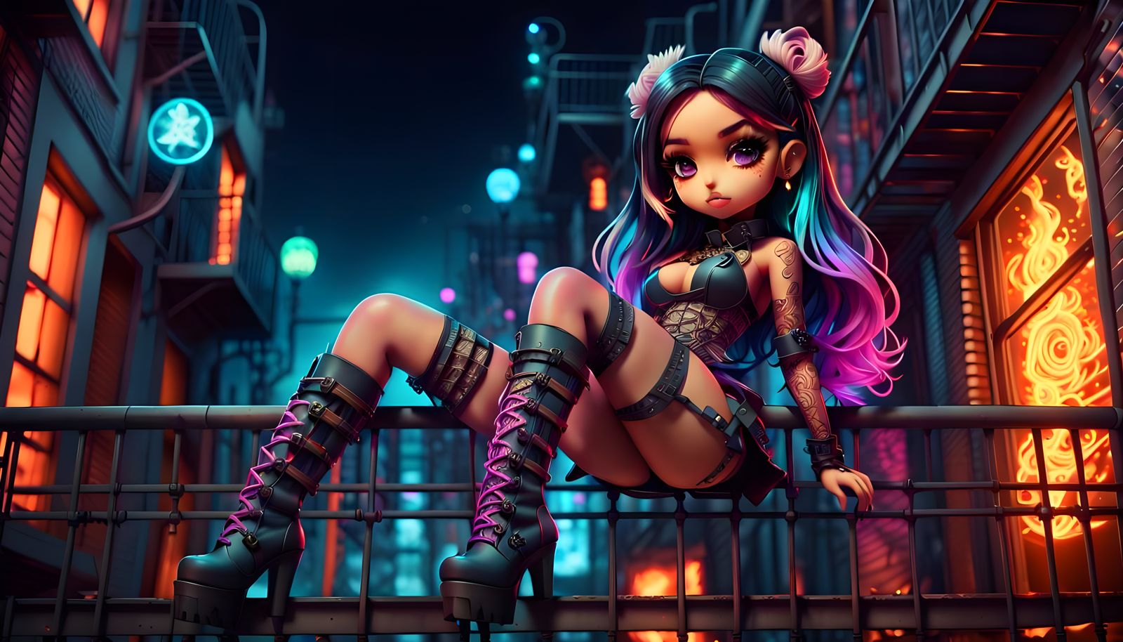 Chibi Bratz Doll in Vibrant Anime Style