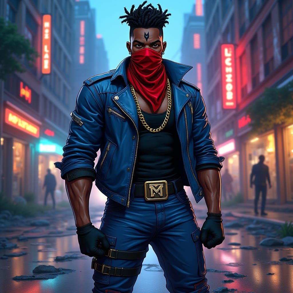 African American Superhero Bishop in Comic Book Style