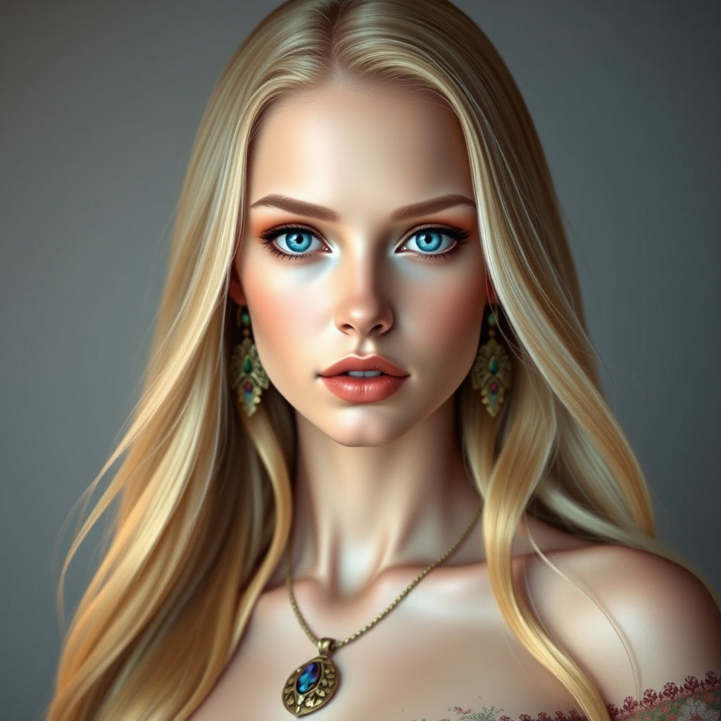 Golden-Haired Woman Portrait in Emotive Realism