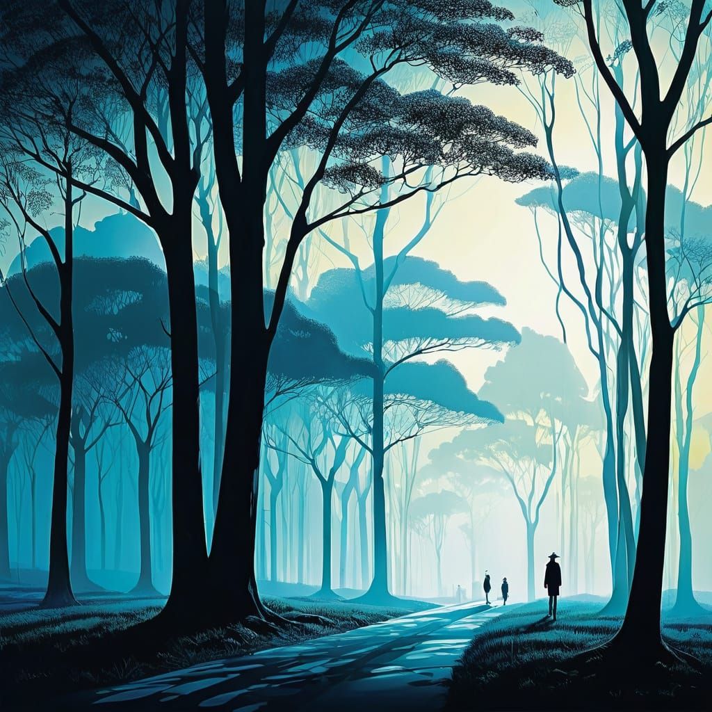 Surreal Cityscape with Abstract Elements