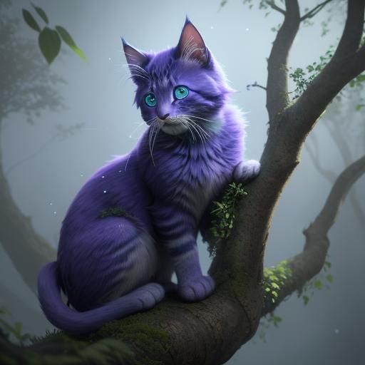 Purple Kitten Plays with Gemstone: Matte Painting