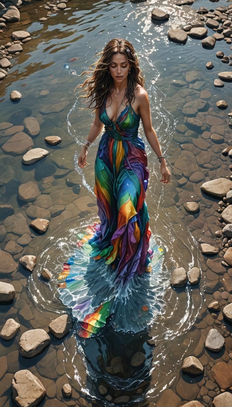 Stone Giantess with Rainbow Water Dress