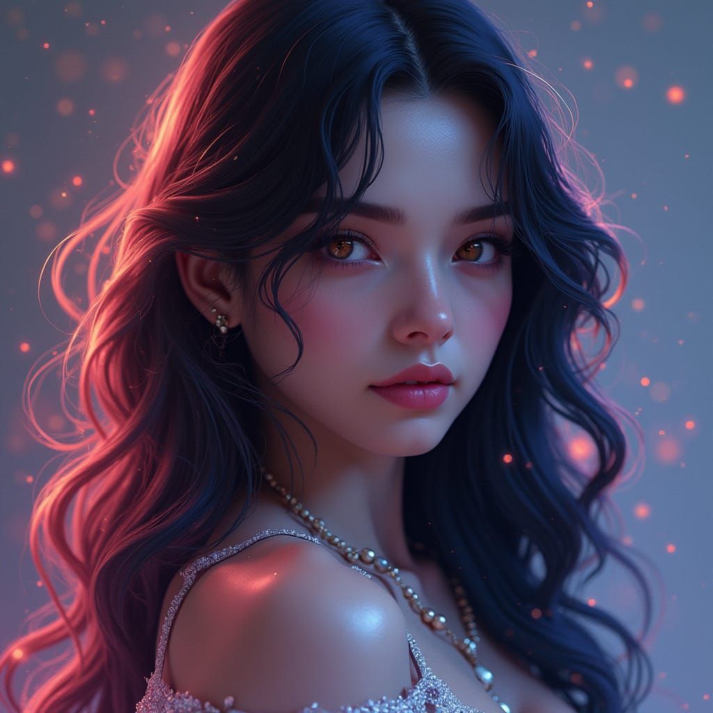 Pencil Drawn Beauty in Celestial Aurora