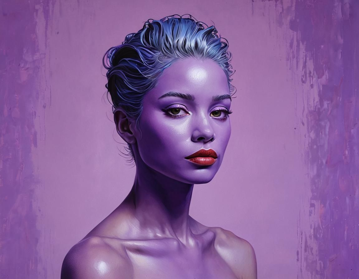 Expressionist Oil Painting with Purple Background