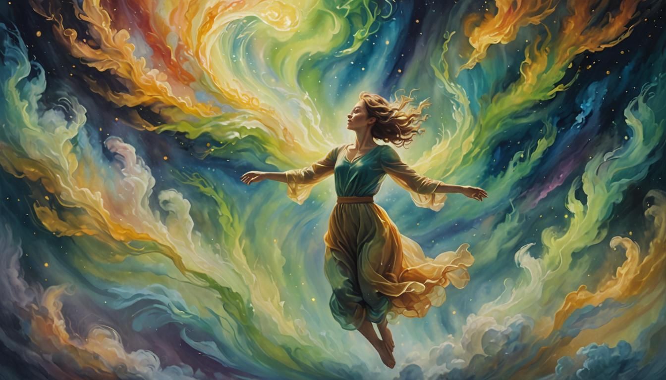 Surreal Out-of-Body Experience as Oil Painting