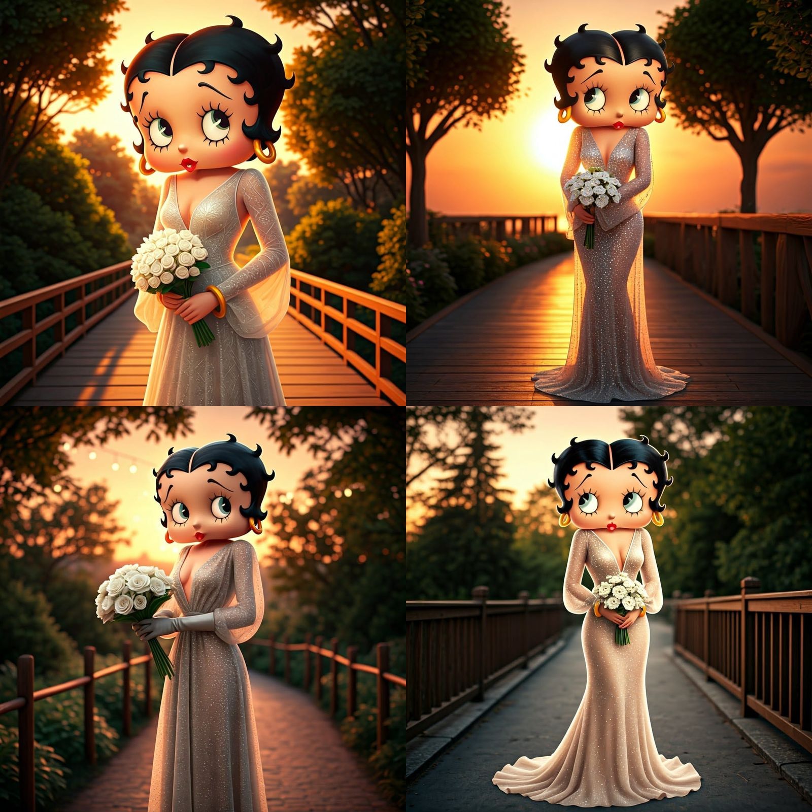 Bettyboop at Sunset in Elegant Gown with Flowers