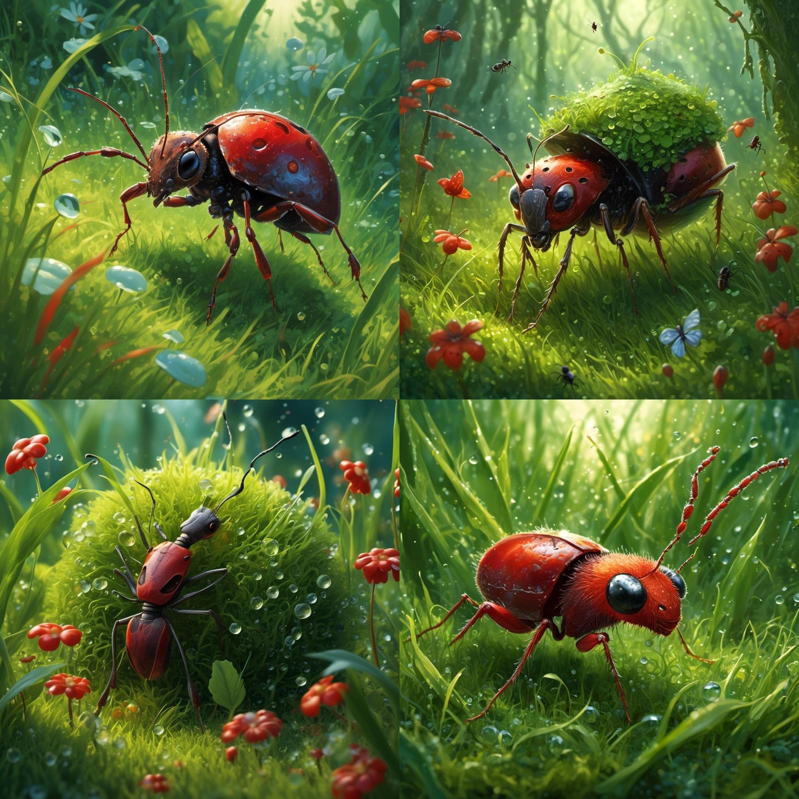Ant's Jungle: Red Robin Hunt in Hyperreal Detail