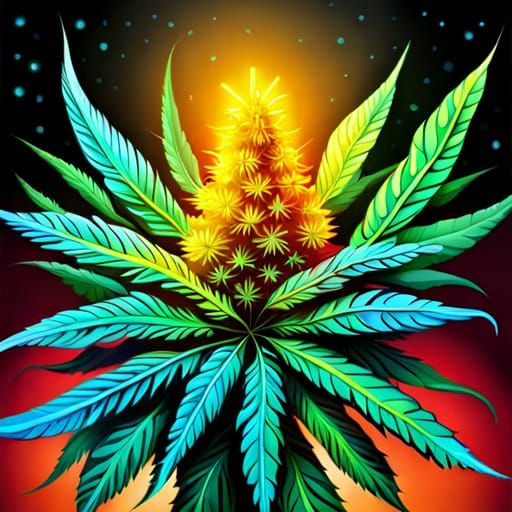 Marijuana Graffiti Art with Spray Paint Effect