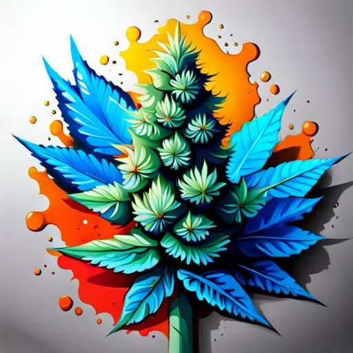 Marijuana Graffiti Art with Spray Paint Effect