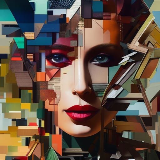 Semi-abstract collage portrait