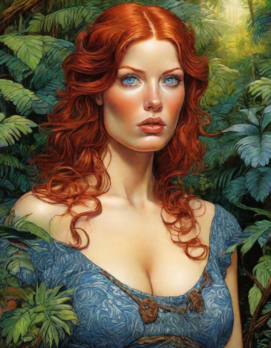 Striking Redhead Portrait in Comic Book Style