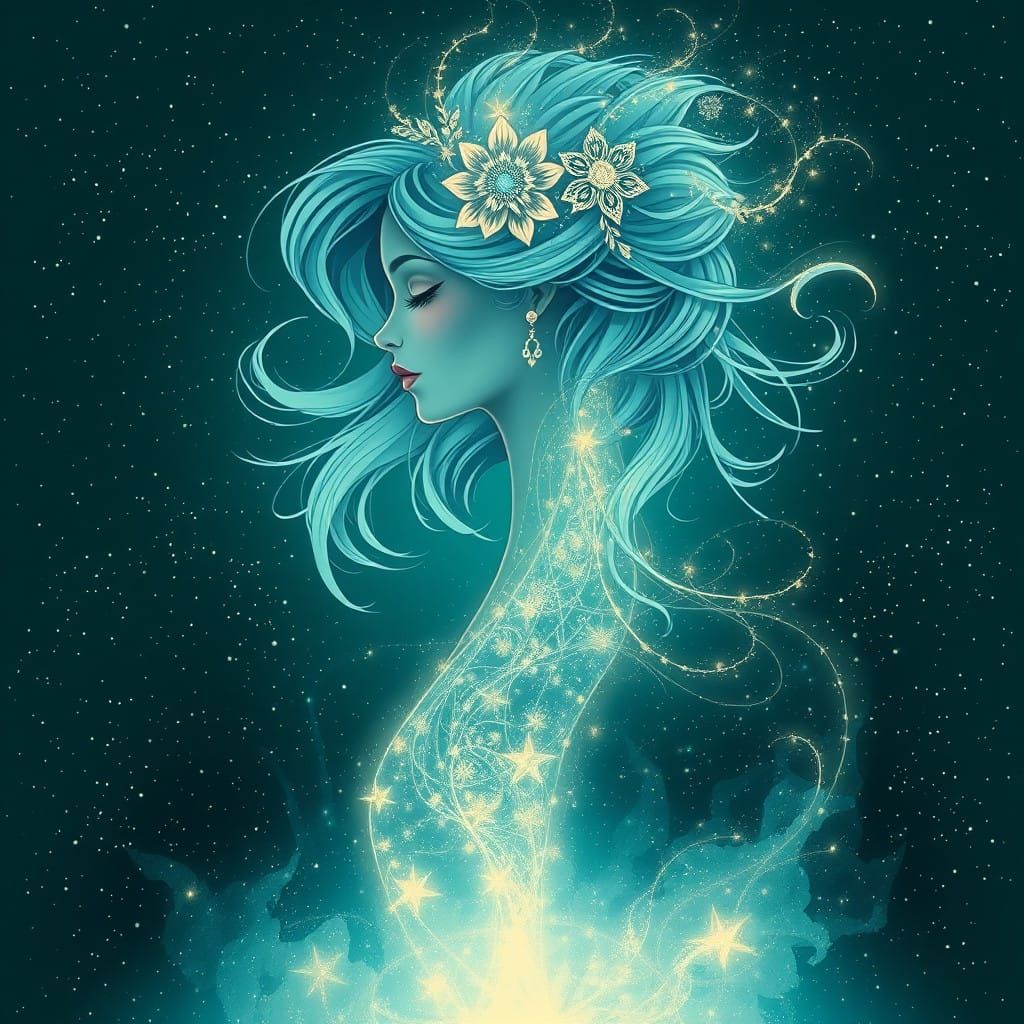 Surreal Goddess in Cosmic Light