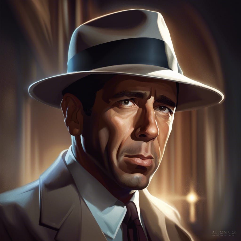 Humphrey Bogart in Detective Hat, Digital Portrait