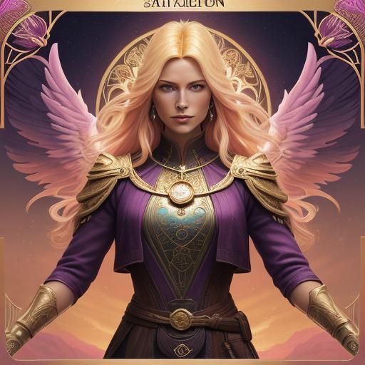 Phoenix Heart Woman in Art Nouveau Style