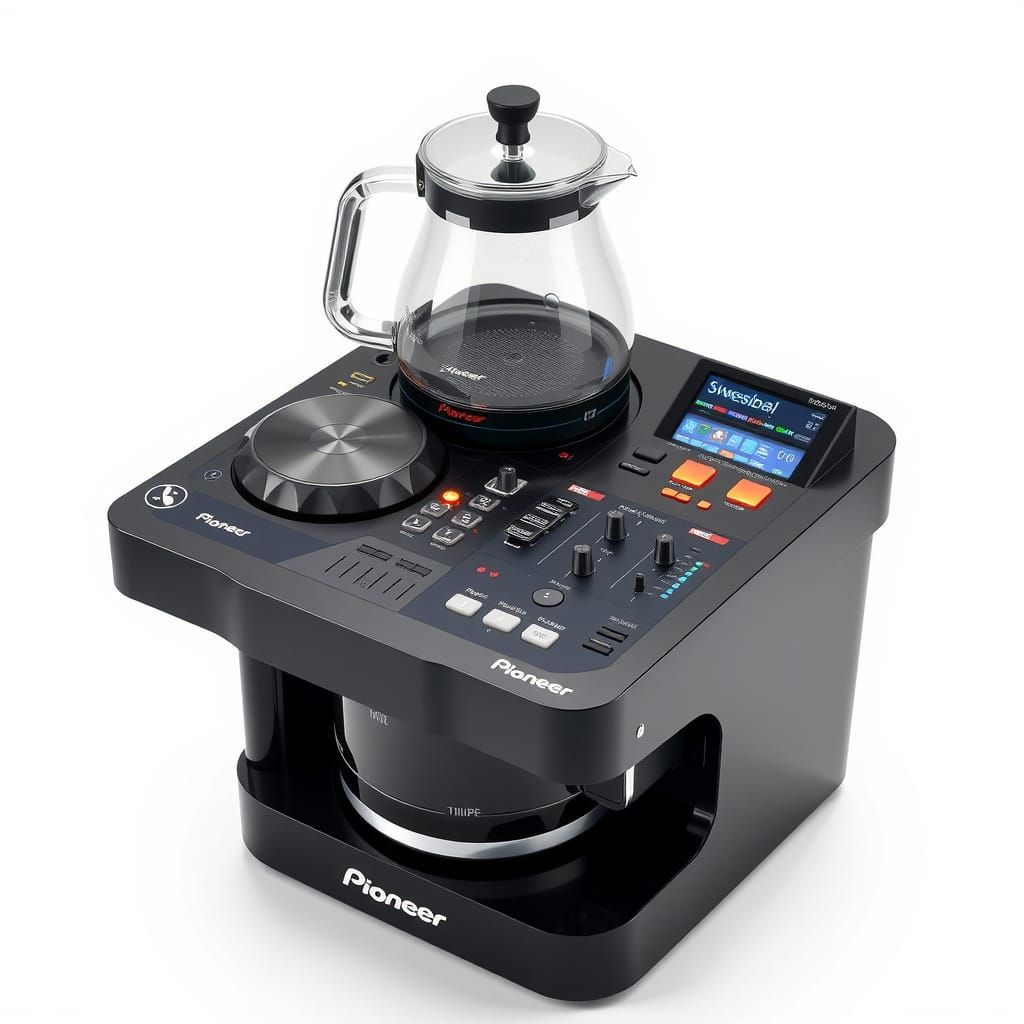 Futuristic DJ Coffee Machine in Glossy Black