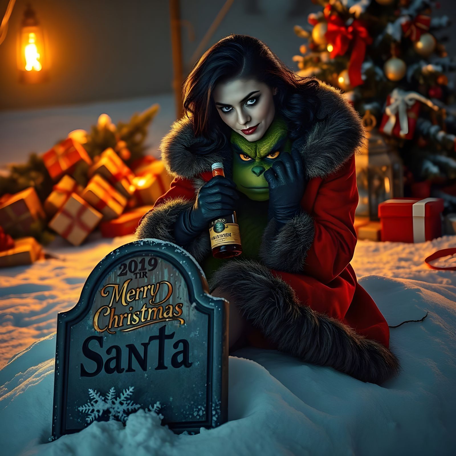 Santa's Grave: A Sinister Christmas Scene