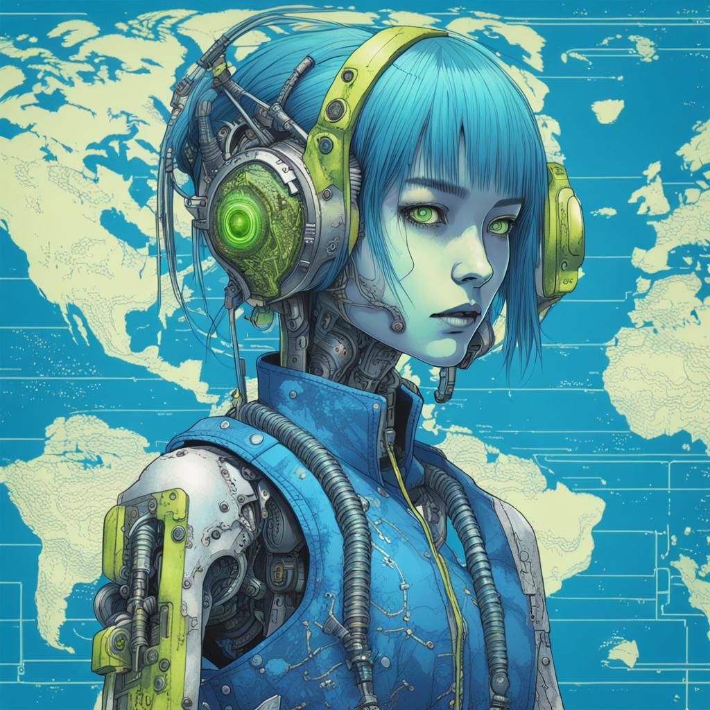 Cyberpunk Girl with Biomechanical Corrosion, Junji Ito Inspi...