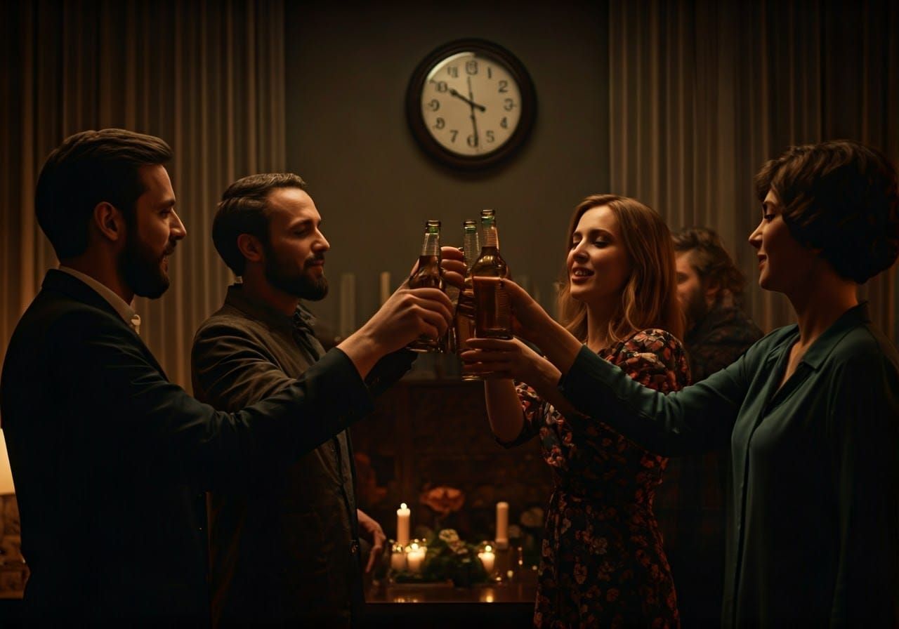 Midnight Cheers in a Cinematic Film Still