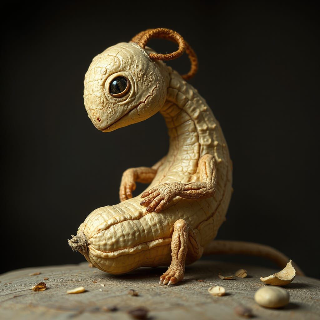 Whimsical Peanut in Folk Art Style