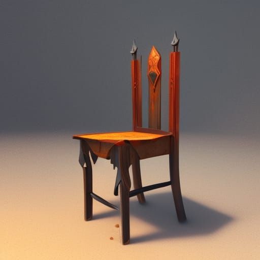Fantastical Wooden Chair in Detailed Matte Painting