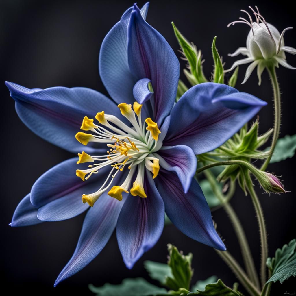 Hyperrealistic Columbine Flower in Sharp Focus